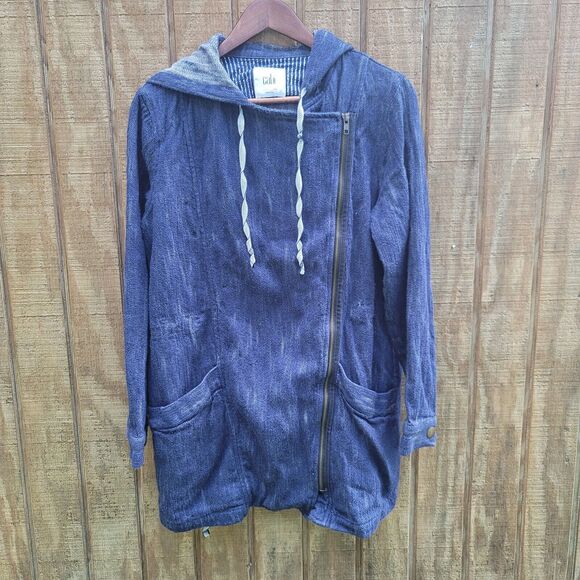 Cabi Adventure Anorak Blue Denim Duster Jacket Hooded Coatigan Womens Size M - Picture 12 of 12